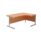 Single upright right hand radial desk with beech desktop, silver frame, dimensions 1600 x 1200 mm, FSC certified.