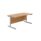 Single upright rectangular desk, 1600x800mm, Nova Oak top, silver frame, 800mm deep, FSC certified.