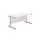 Single upright rectangular desk, 1600 x 800mm, white top, silver frame, FSC certified, 800mm deep.