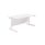 Single upright rectangular desk, 1600 x 800mm, with white desk top and white frame, featuring cable management ports.