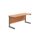 Single upright rectangular desk with beech top, 1800 x 600 mm dimensions, and black frame. FSC certified.