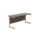 Single upright rectangular desk with dark walnut top, silver frame, dimensions 1800 x 600mm, FSC certified.