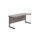 Single upright rectangular desk, 1800 x 600mm, grey oak top with black frame, FSC certified, 600mm deep.