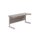 Single upright rectangular desk, 1800 x 600mm, grey oak top with silver frame, FSC certified, 600mm deep.