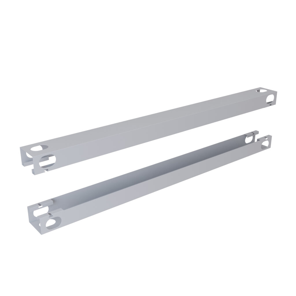 Synergy Cable Channel, 1200mm, Silver finish, two-piece design for cable management.