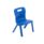 Titan One Piece Chair, Size 1, in vibrant blue plastic with a simple design and cut-out handle on the back.