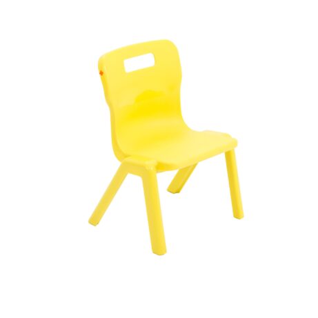 Titan One Piece Chair, Size 1, in vibrant yellow with a smooth, curved seat and backrest.