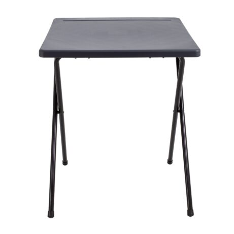 Titan Exam Desk with graffiti-proof polypropylene top, pen groove, and sturdy 22 mm steel folding frame, space-saving design.