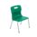 Titan 4 Leg Chair, Size 2, green plastic seat with silver legs and purple feet. Ideal for classroom or office use.
