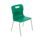 Titan 4 Leg Chair, Size 3, green plastic seat with chrome legs and yellow tips.