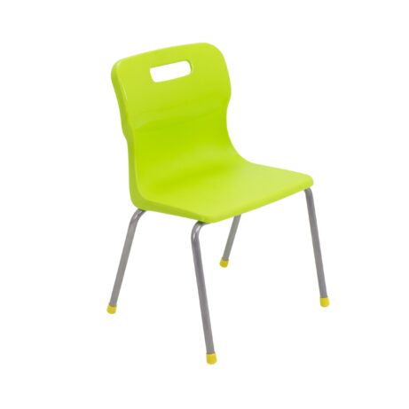 Titan 4 Leg Chair, Size 3, in vibrant lime colour with a plastic seat and chrome legs.