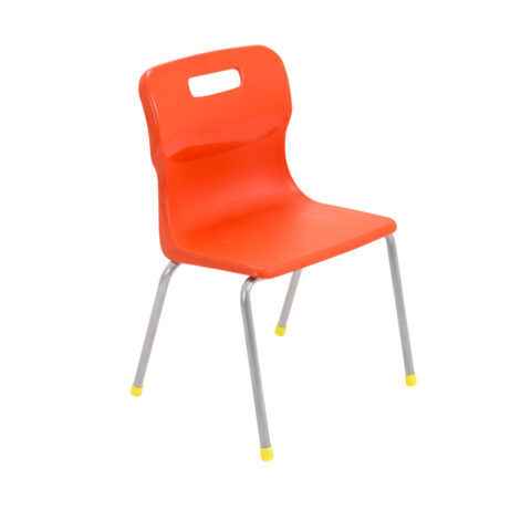 Titan 4 Leg Chair, Size 3, orange color, with a plastic seat and metal legs. Ideal for classrooms and casual settings.