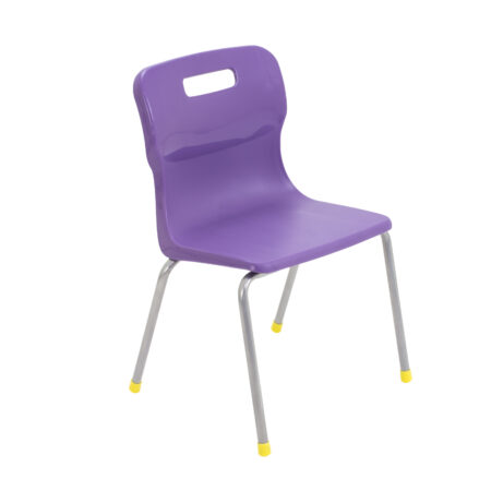 Titan 4 Leg Chair, Size 3, in purple with a streamlined design and yellow foot caps.