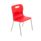 Titan 4 Leg Chair, Size 3, red plastic seat with grey metal legs and yellow feet caps.