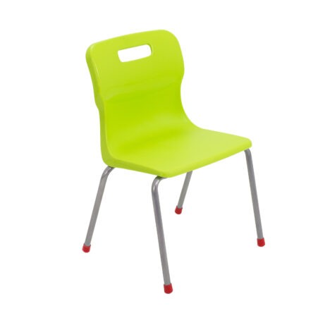 Titan 4 Leg Chair, Size 4, in vibrant lime with a sleek design and chrome legs.