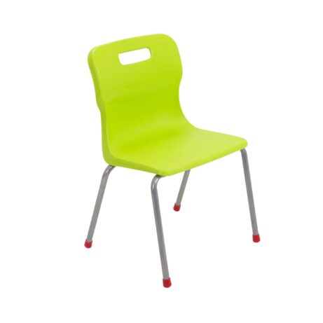 Titan 4 Leg Chair, Size 4, in vibrant lime with a sleek design and chrome legs.