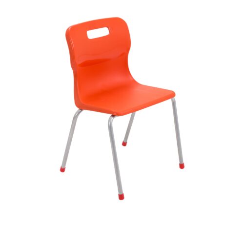 Titan 4 Leg Chair, Size 4, in vibrant orange with a modern design and silver legs.