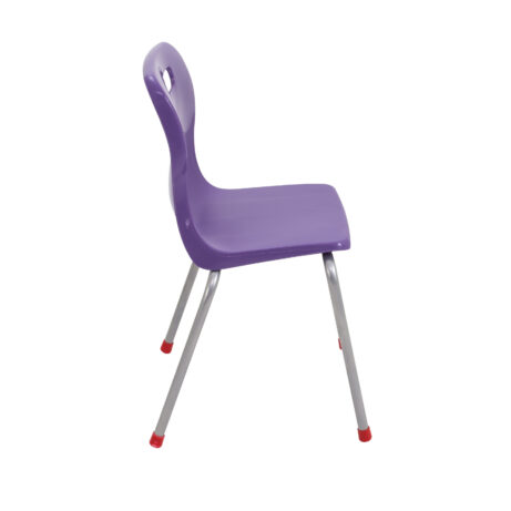 Durable Titan 4 Leg Chair in purple with impact-resistant shell, steel frame, anti-tilt legs, and carry handle.