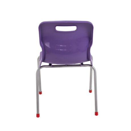 Durable Titan 4 Leg Chair in purple with a sturdy steel frame, anti-tilt legs, and a carry handle for easy transport.