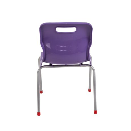 Durable Titan 4 Leg Chair in purple with a sturdy steel frame, anti-tilt legs, and a carry handle for easy transport.
