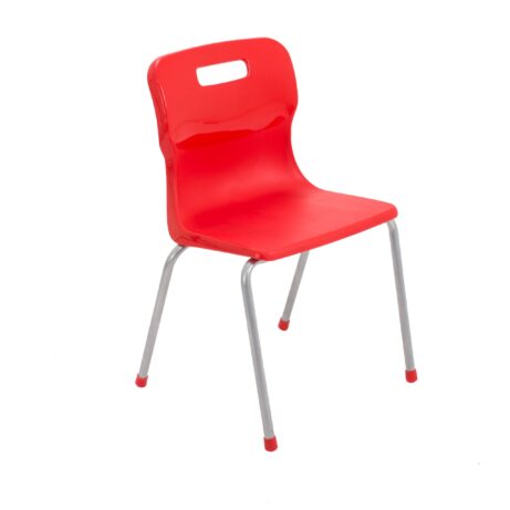 Titan 4 Leg Chair, Size 4, in red with a sleek design and metal legs.
