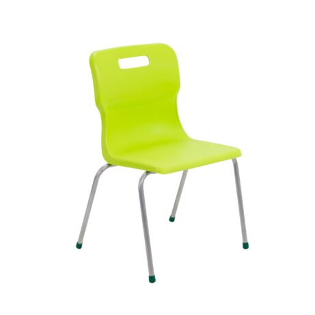 Titan 4 Leg Chair, Size 5, lime colour with a metal frame and anti-slip feet.