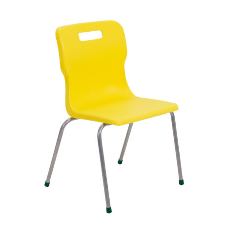 Titan 4 Leg Chair, Size 5, in vibrant yellow with a sleek plastic seat and chrome legs.