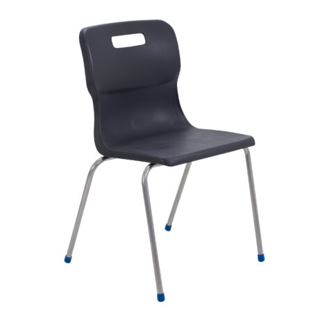 Titan 4 Leg Chair, Size 6, in Charcoal with a molded seat and silver legs.
