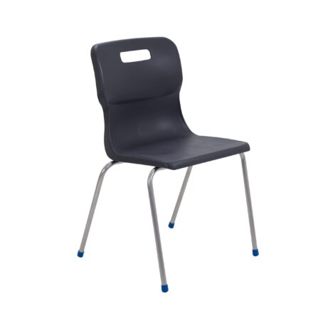 Titan 4 Leg Chair, Size 6, in Charcoal with a molded seat and silver legs.