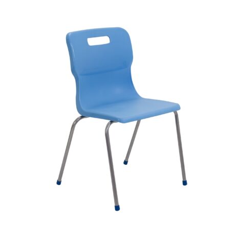 Titan 4 Leg Chair in Sky Blue, Size 6, with a sleek design and metal legs. Ideal for various settings.