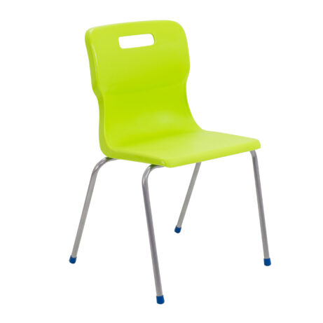 Titan 4 Leg Chair, Size 6, in vibrant lime colour with a lightweight design and chrome legs.