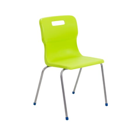 Titan 4 Leg Chair, Size 6, in vibrant lime colour with a lightweight design and chrome legs.