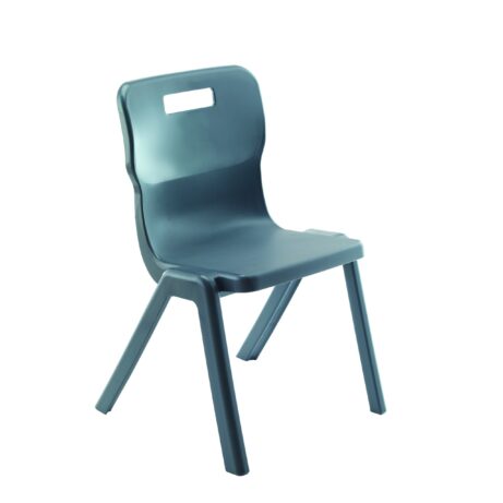 Titan One Piece Chair, Size 2, in Charcoal colour, featuring a solid design with a rear handle for easy mobility.