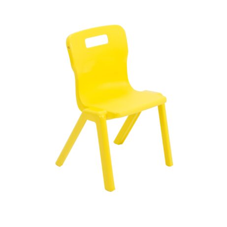 Titan One Piece Chair, Size 2, in bright yellow, featuring a simple design with a back handle.