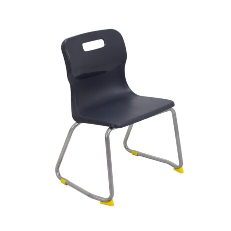 Titan Skid Base Chair, Size 3, Charcoal colour with a sturdy steel frame and yellow feet.
