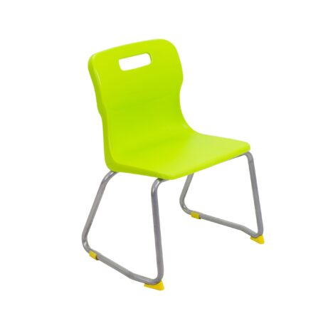 Titan Skid Base Chair, Size 3, in vibrant lime colour with a metal frame and skid base design.