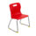Titan Skid Base Chair, Size 3, red plastic seat with a silver frame and yellow foot caps.