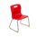 Titan Skid Base Chair, Size 3, red plastic seat with a silver frame and yellow foot caps.
