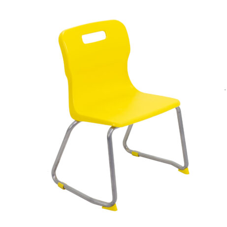 Titan Skid Base Chair, Size 3, Yellow, featuring a sleek design with a metallic frame and comfortable seat.