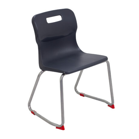 Titan Skid Base Chair, Size 4, Charcoal colour, featuring a sleek plastic seat and sturdy metal frame.