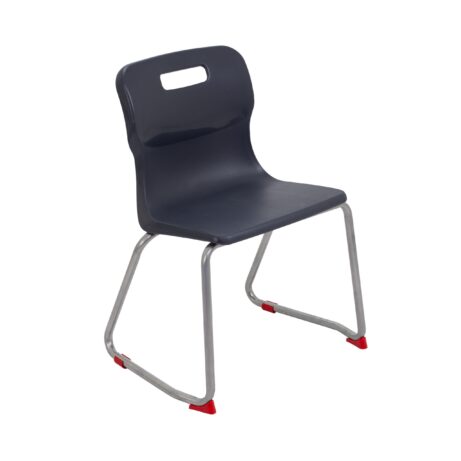 Titan Skid Base Chair, Size 4, Charcoal colour, featuring a sleek plastic seat and sturdy metal frame.