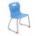 Titan Skid Base Chair, Size 4, Sky Blue, features a durable plastic seat with a silver metal frame and red rubber feet.