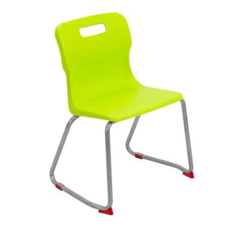 Titan Skid Base Chair, Size 4, vibrant lime color with a sleek design and steel frame, perfect for modern spaces.