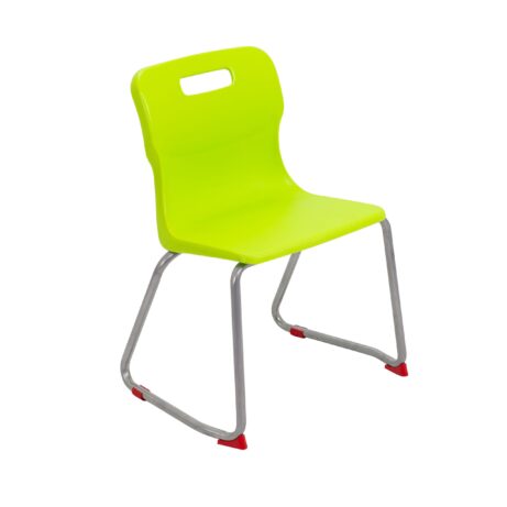 Titan Skid Base Chair, Size 4, vibrant lime color with a sleek design and steel frame, perfect for modern spaces.
