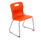 Titan Skid Base Chair, Size 4, orange plastic seat with metal frame and red shoe tips.