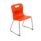 Titan Skid Base Chair, Size 4, orange plastic seat with metal frame and red shoe tips.