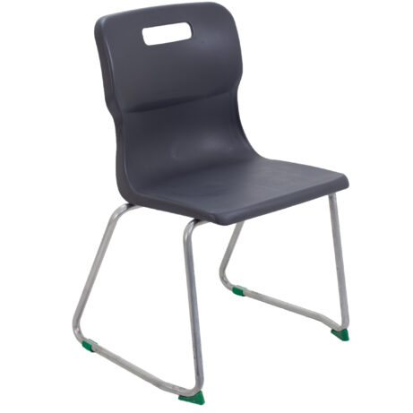 Titan Skid Base Chair, Size 5, Charcoal, featuring a sleek design with a sturdy base and grip-friendly handle.