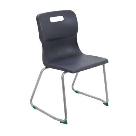 Titan Skid Base Chair, Size 5, Charcoal, featuring a sleek design with a sturdy base and grip-friendly handle.