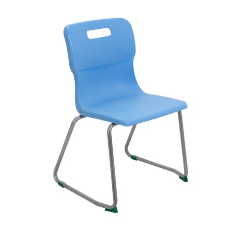 Titan Skid Base Chair, Size 5, in Sky Blue, featuring a sleek design and sturdy metal base.