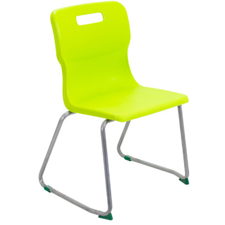 Titan Skid Base Chair, Size 5, in vibrant Lime colour with a chrome frame and green feet.